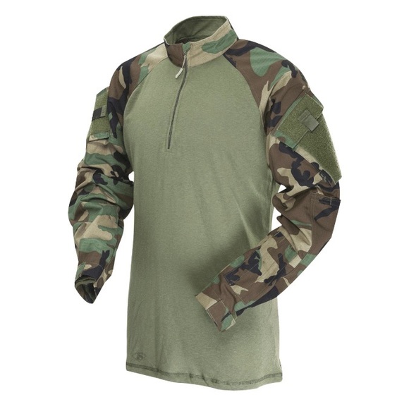 Tru-Spec Men's Woodland/Olive Drab 1/4 Zip TRU 50/50 Combat Shirt XL Reg 1070 - Picture 2 of 8